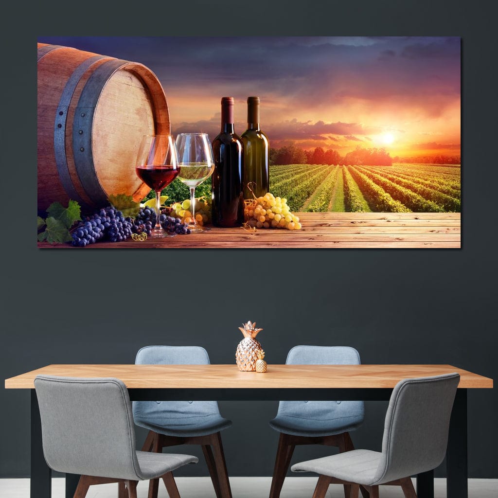 Wine Valley Sunset Canvas Wall Art