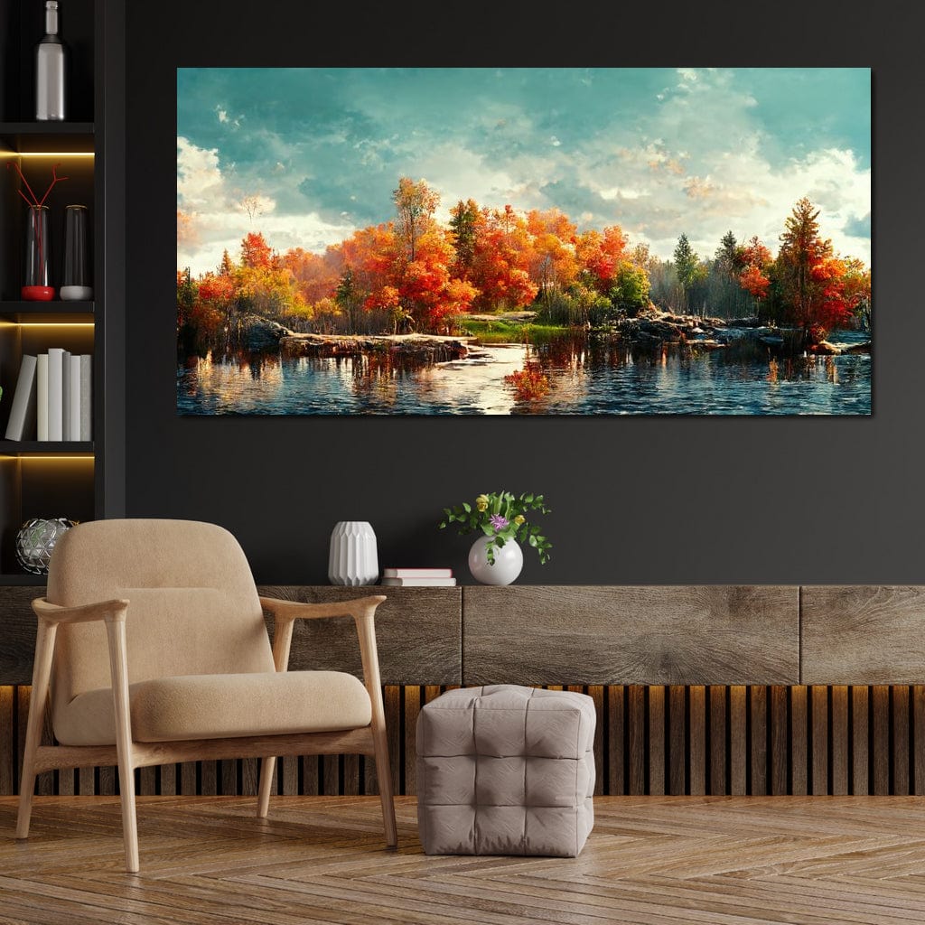 Lakefall Landscape Canvas Wall Art