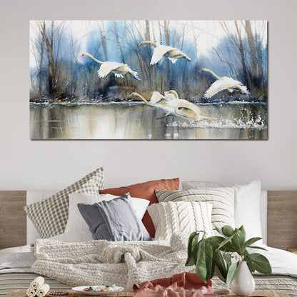 White Swans Canvas Wall Art