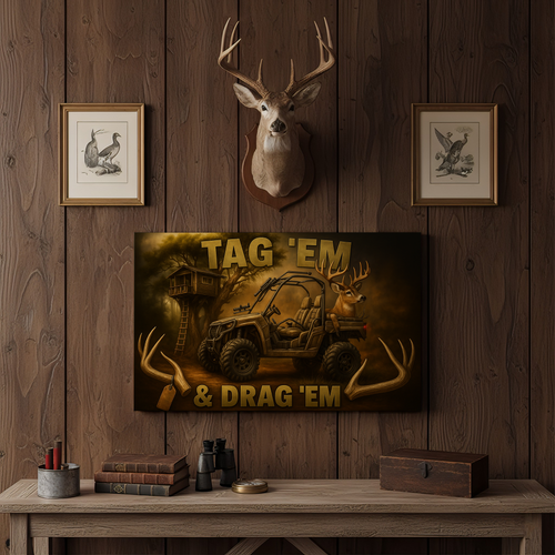 Deer Tag and Drag 3D Wrapped Canvas Wall Art