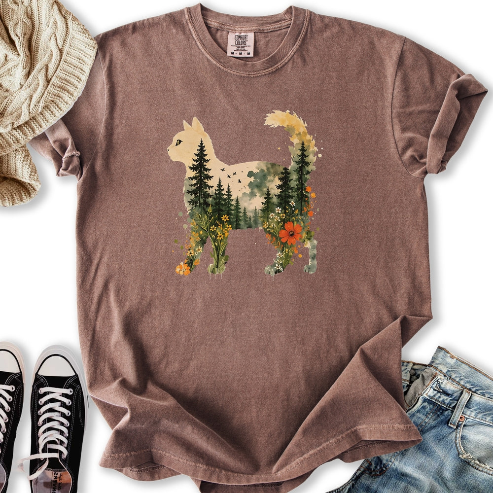 Floral Cat Sunset Relaxed Tee