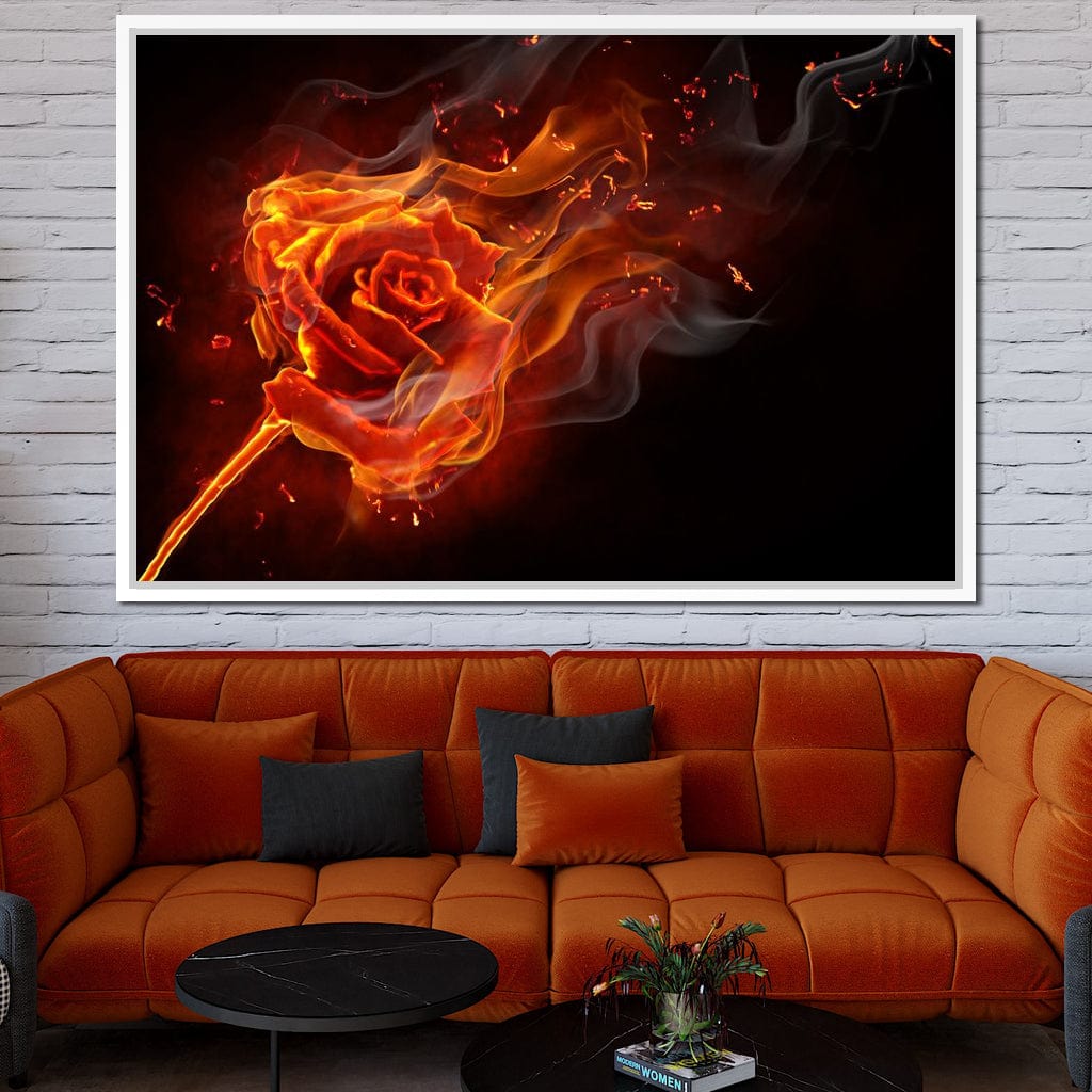 Rose on Fire Canvas Wall Art