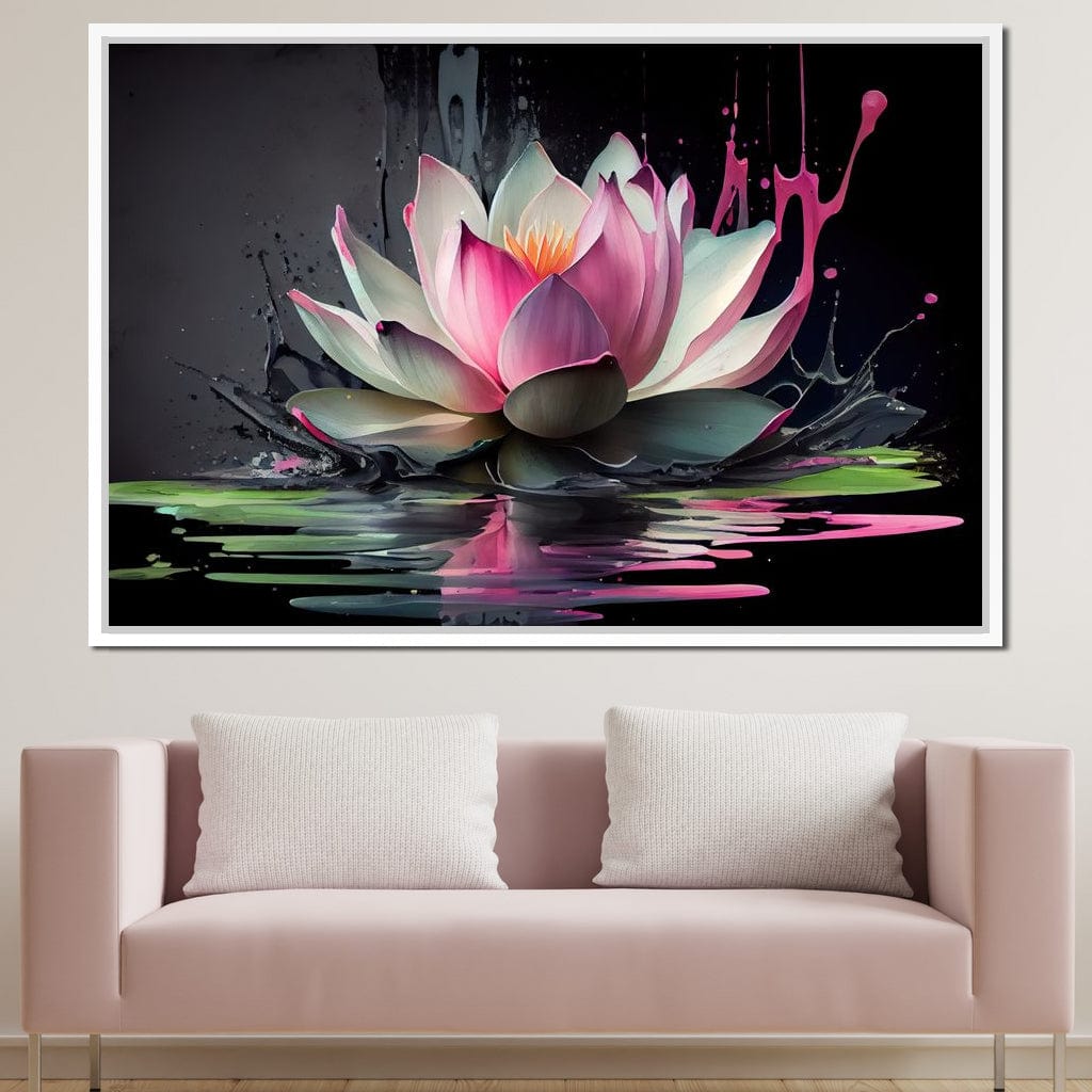 Watercolor Lotus Flower Canvas Wall Art