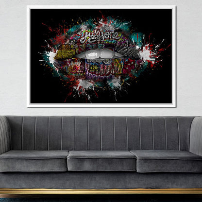 Graffiti Lips Canvas Wall Art
