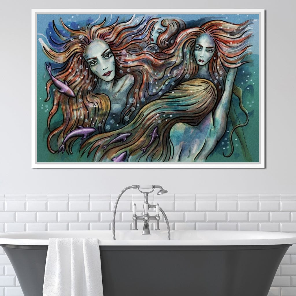 The 4 Mermaids Canvas Wall Art