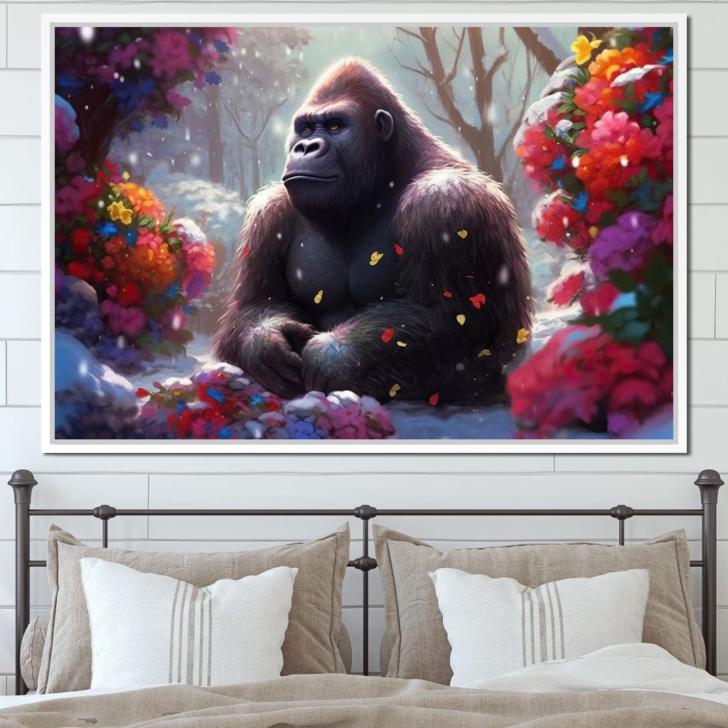 Winter Gorilla Canvas Wall Art