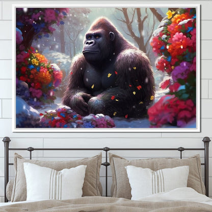 Winter Gorilla Canvas Wall Art