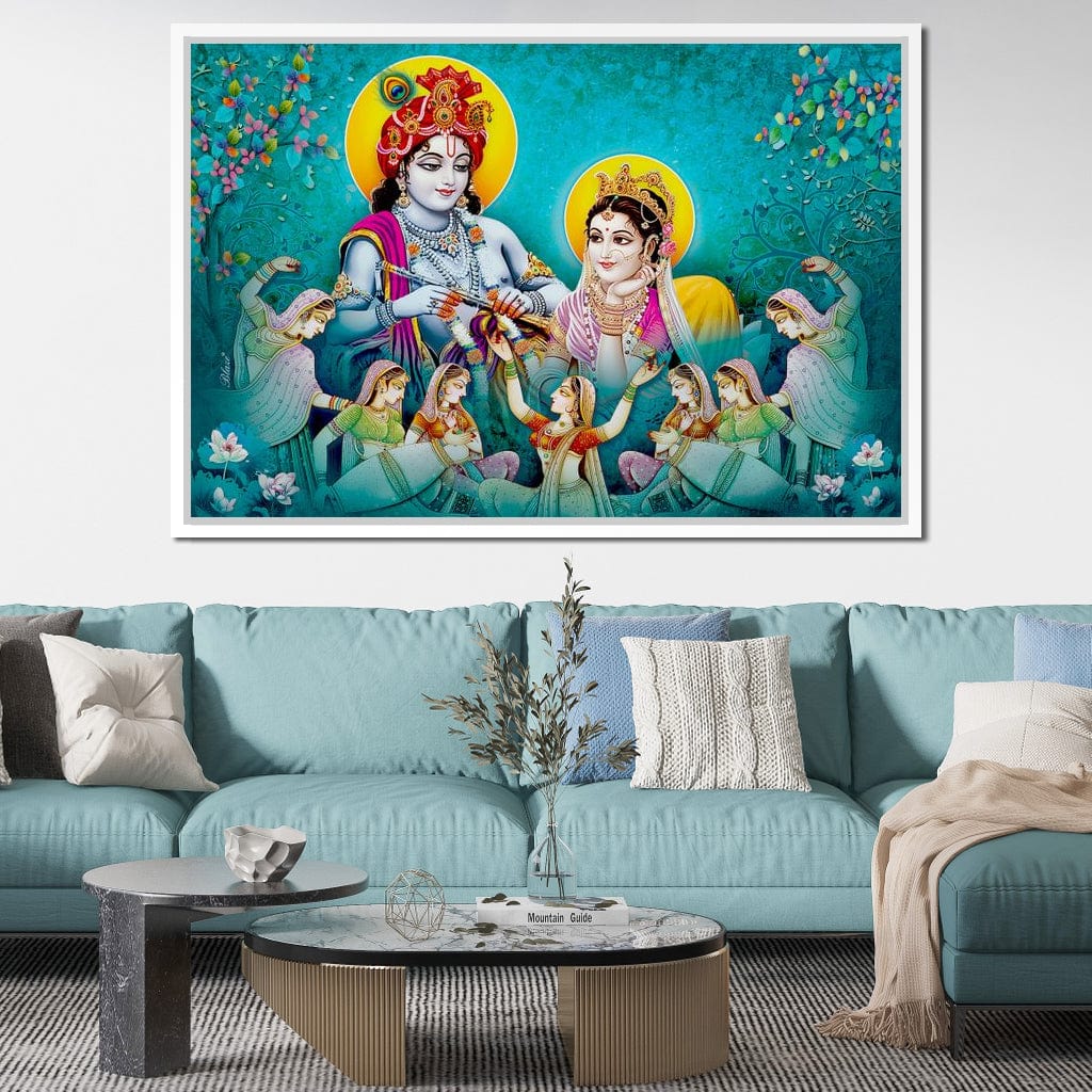 Lord Radha & Krishna Love Song Canvas Wall Art