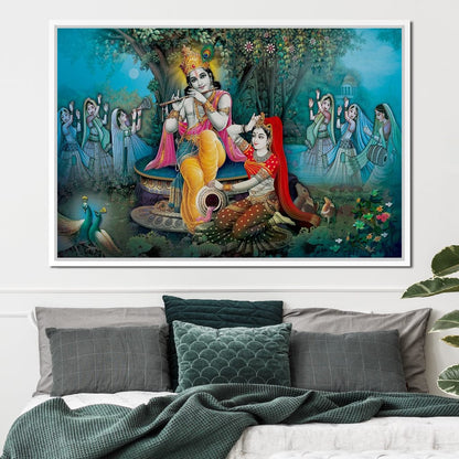 Radha & Krishna Love Tree Canvas Wall Art