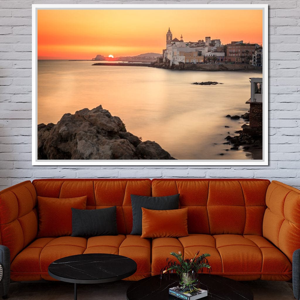 Sunset over Sitges Canvas Wall Art