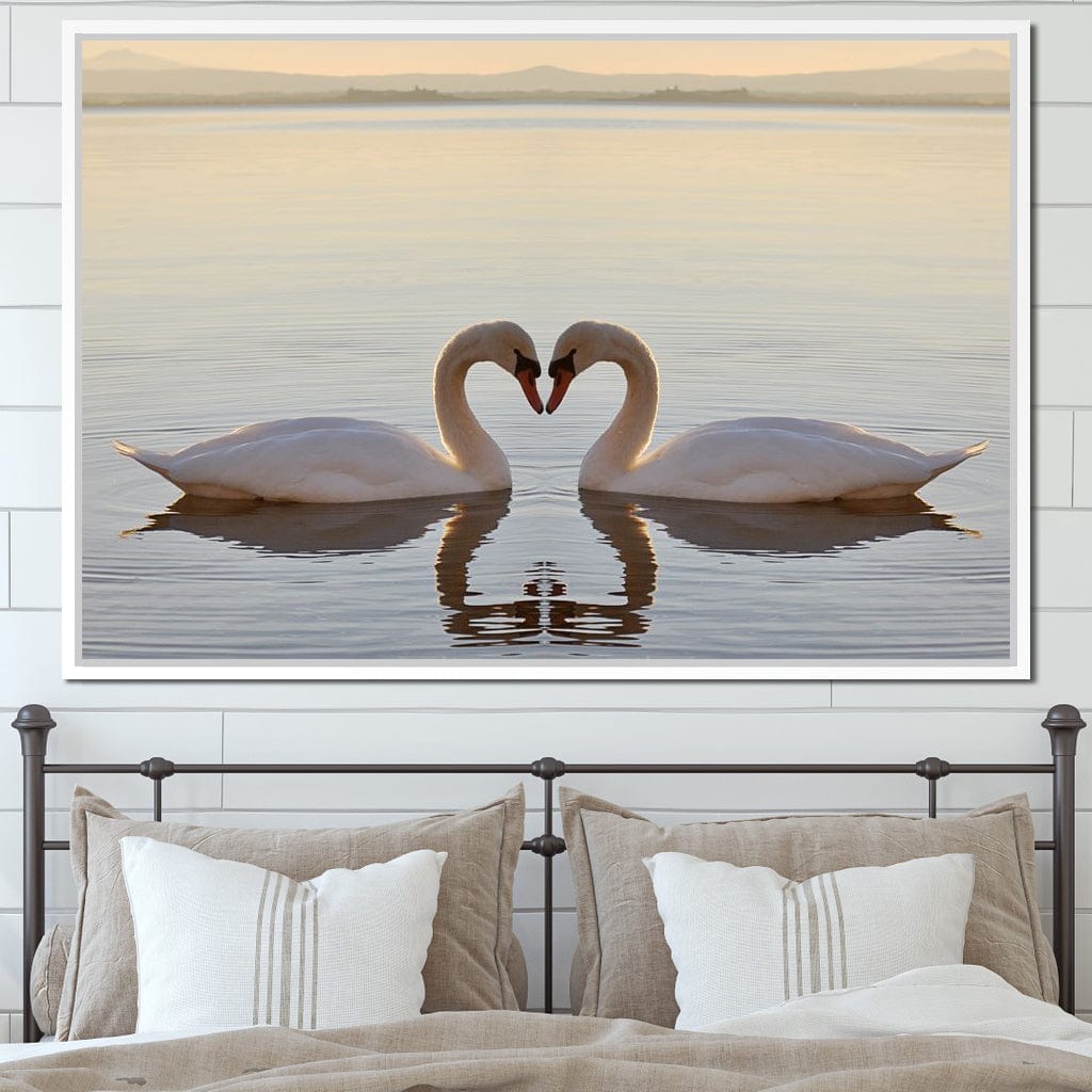 Swans On The Lake Canvas Wall Art