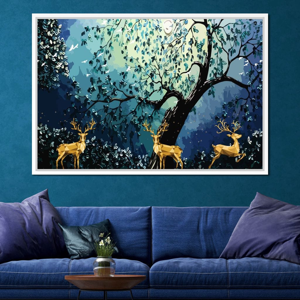 Golden Deers Canvas Wall Art