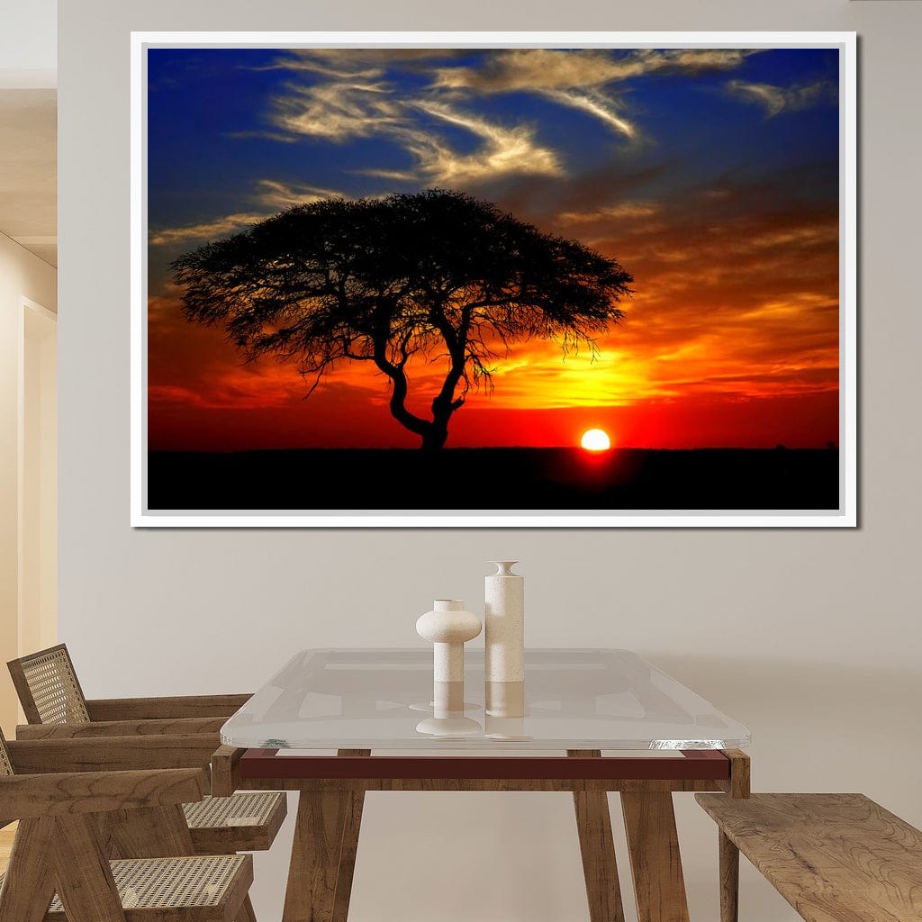 African Landscape Sunset Canvas Wall Art