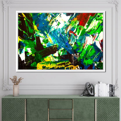 Abstract Emerald Splash Canvas Wall Art