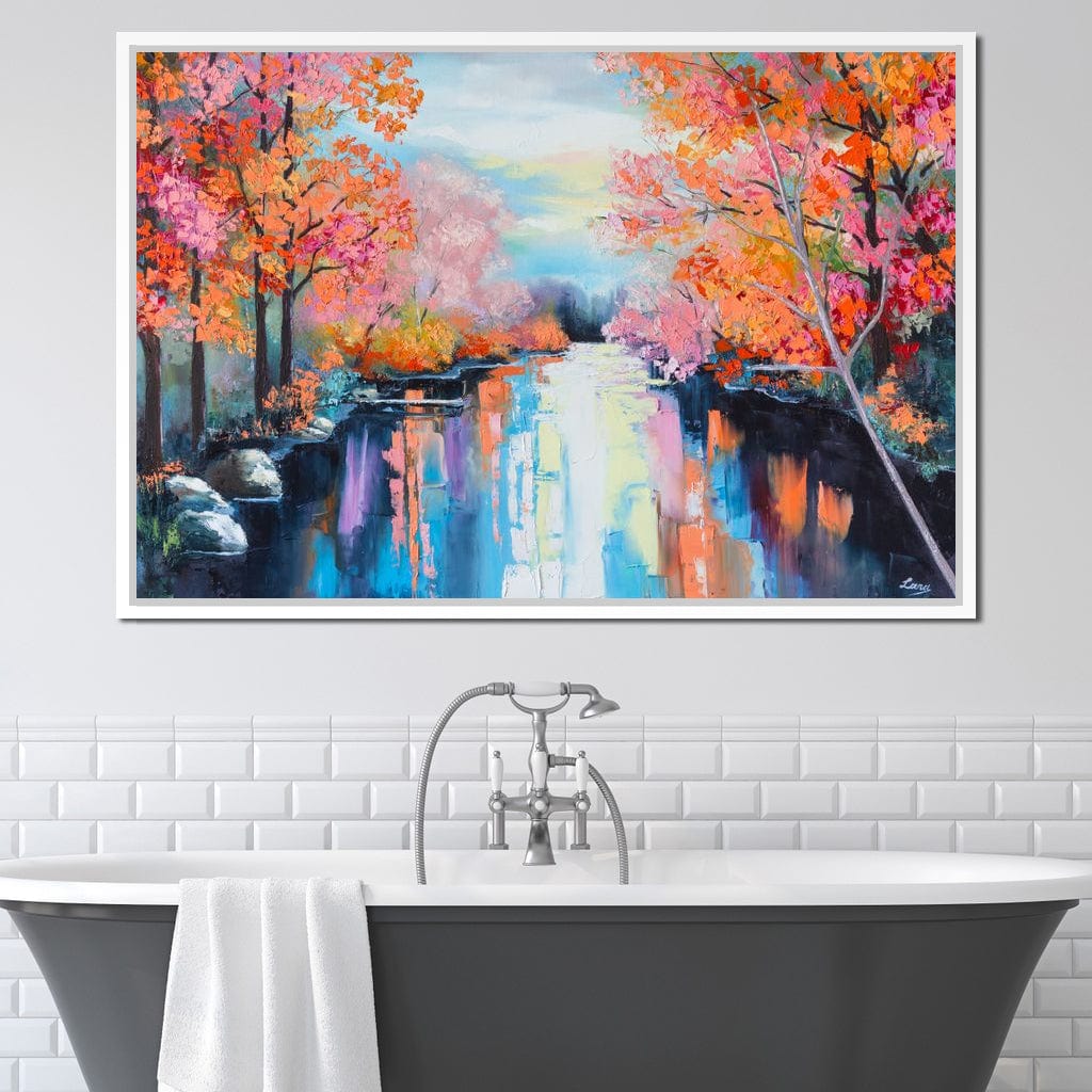 Autumn Stream Pastel Canvas Wall Art