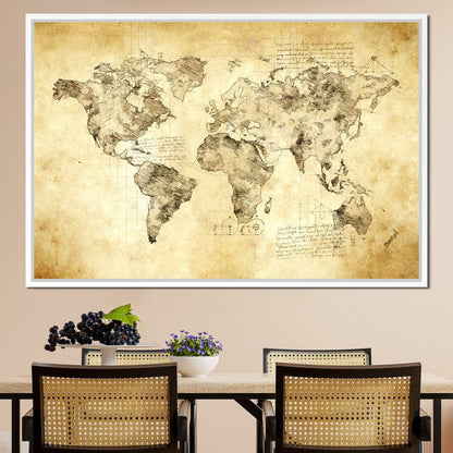 World Map Da Vinci - Mateo Canvas Wall Art
