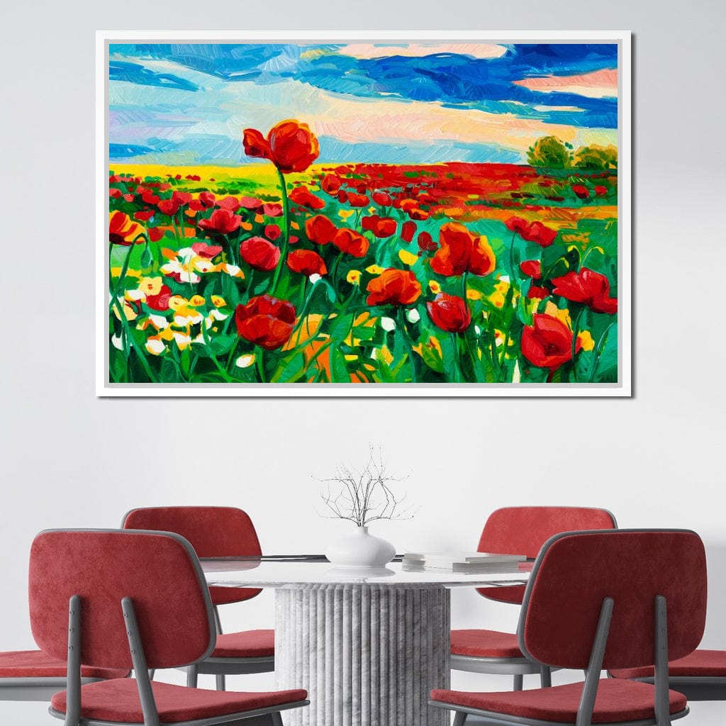 Field of Red Poppies Canvas Wall Art