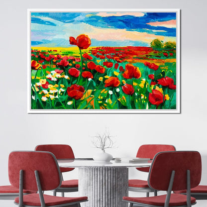 Field of Red Poppies Canvas Wall Art