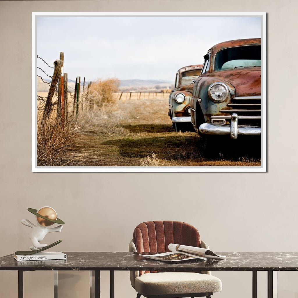 Abandoned Cars Canvas Wall Art