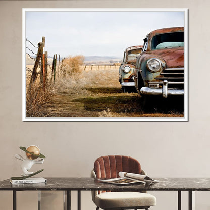 Abandoned Cars Canvas Wall Art