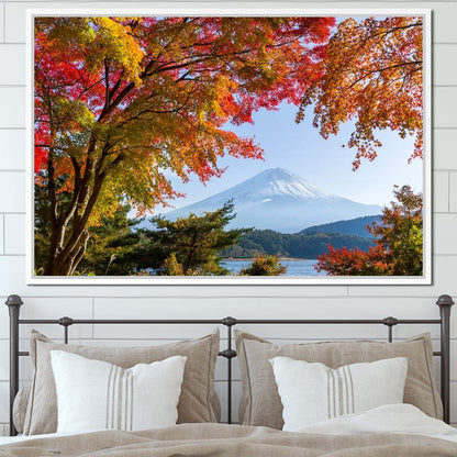 Autumn Trees by Mount Fuji Canvas Wall Art