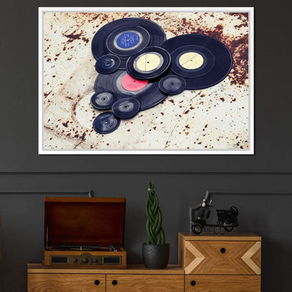 Heart Shaped Vinyl Records Canvas Wall Art