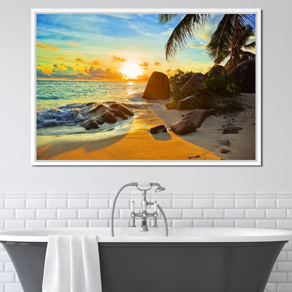 Natural Beach Sunset Canvas Wall Art