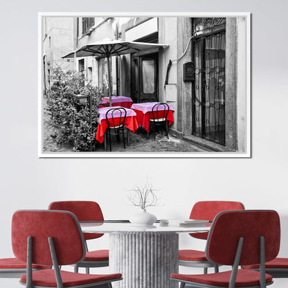 Red Tables In Rome Canvas Wall Art