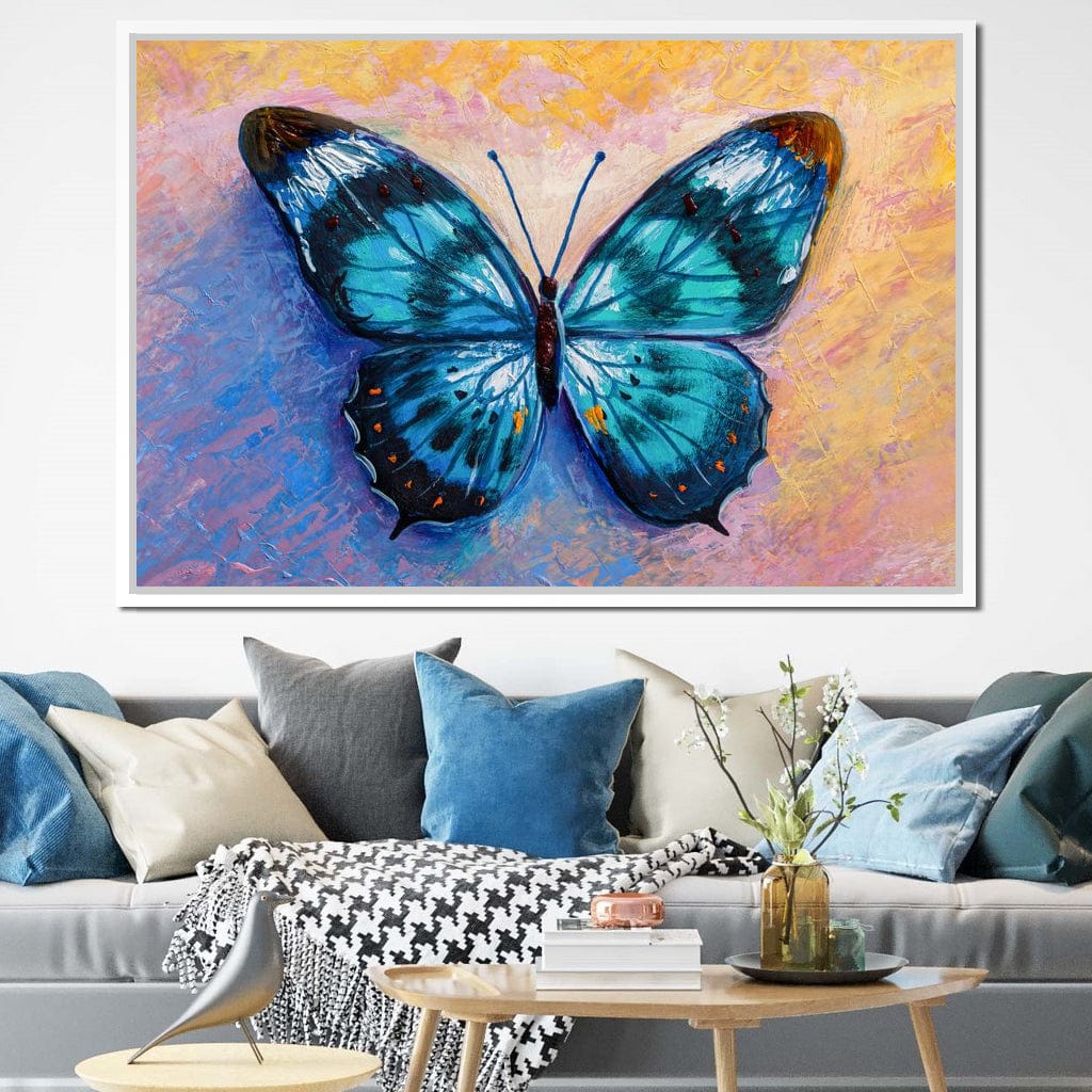 Light Blue Butterfly Canvas Wall Art