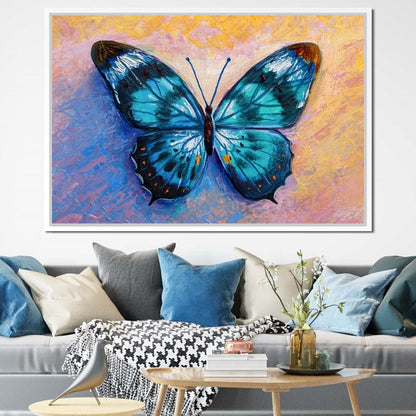 Light Blue Butterfly Canvas Wall Art