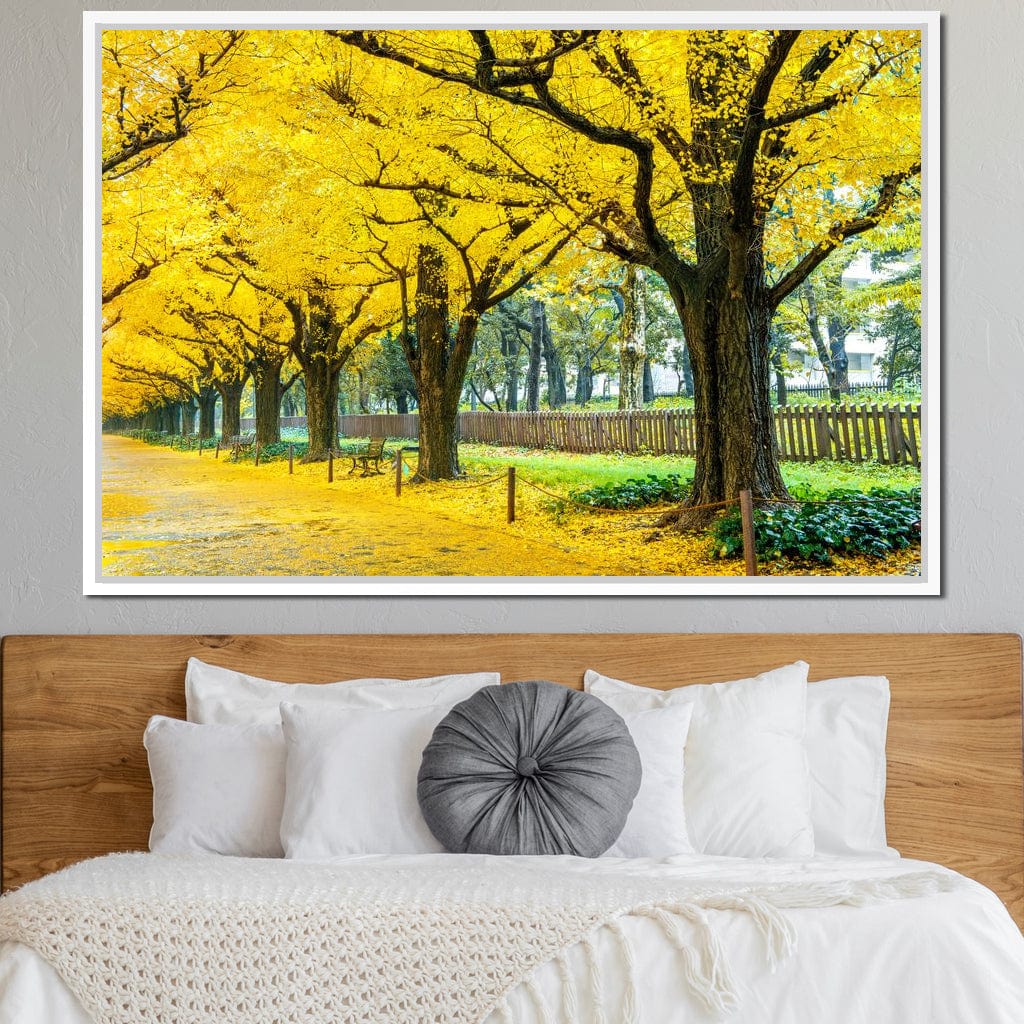 Yellow Ginkgo Trees Canvas Wall Art