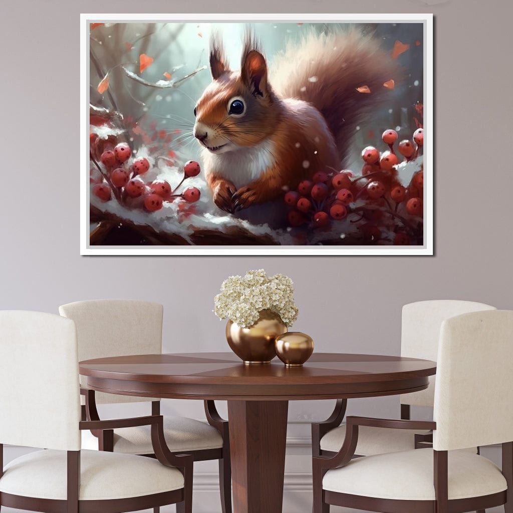 Winter Squirrel Canvas Wall Art