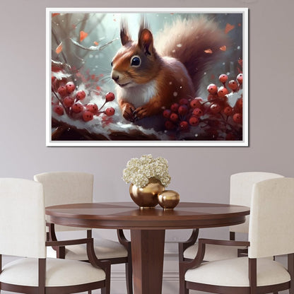 Winter Squirrel Canvas Wall Art