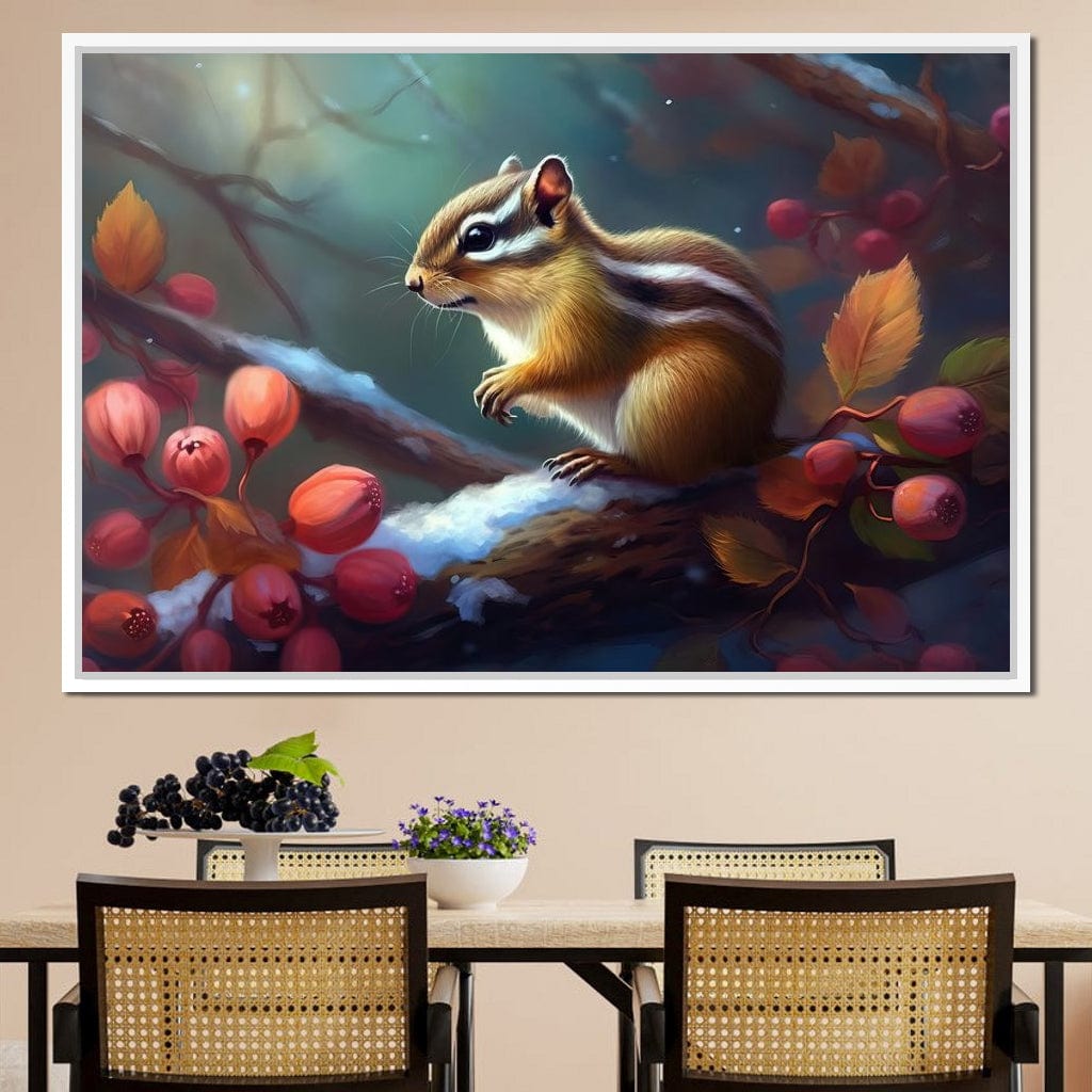 Winter Chipmunk Canvas Wall Art