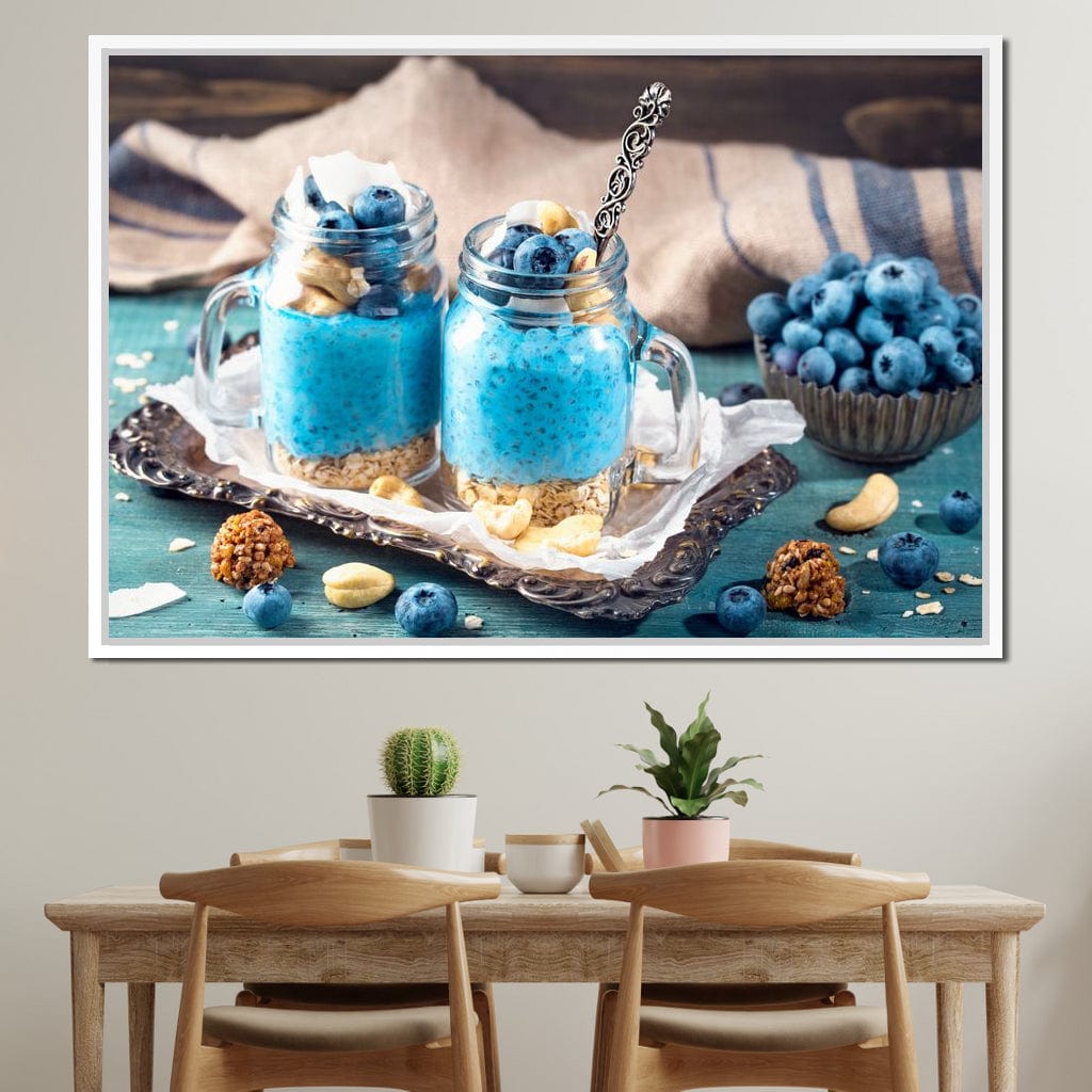 Chia Seeds & Blueberries Pudding Canvas Wall Art
