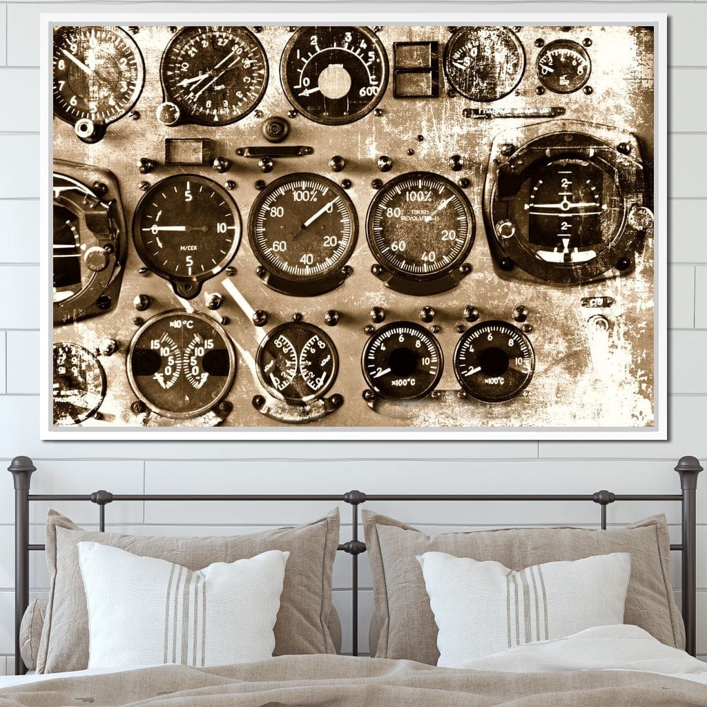 Retro Airplane Instruments Canvas Wall Art
