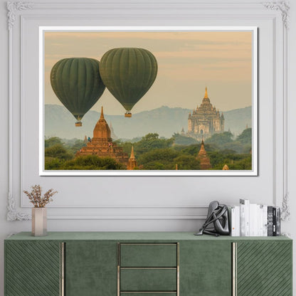 Hot Air Balloon over The Ancient Temples of Bagan Canvas Wall Art