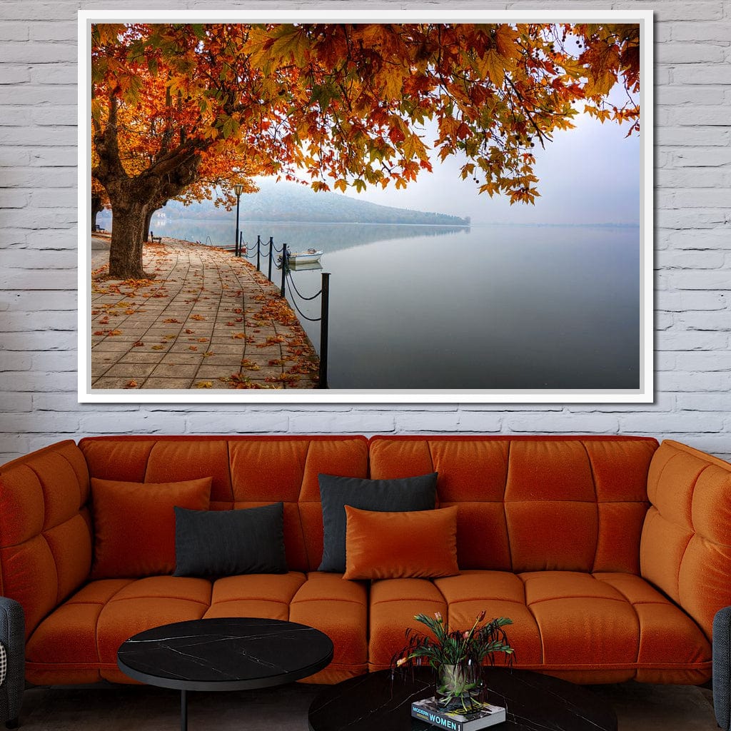 Lakeshore by Fall Canvas Wall Art