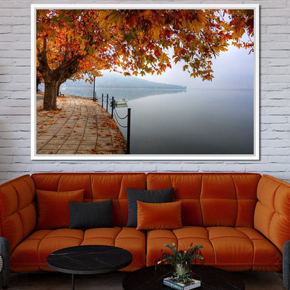 Lakeshore by Fall Canvas Wall Art