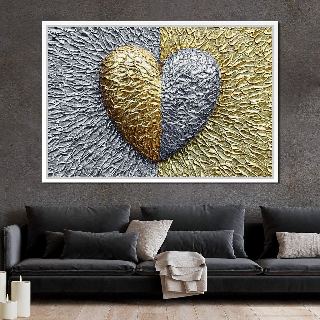 Due Color Heart Canvas Wall Art