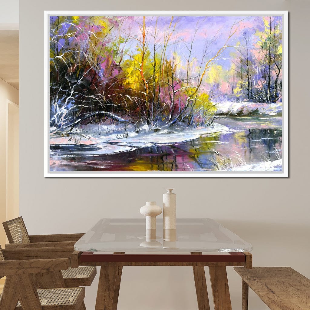Winter Stream Canvas Wall Art