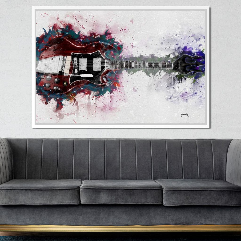 Angus Young's Red Guitar Canvas Wall Art