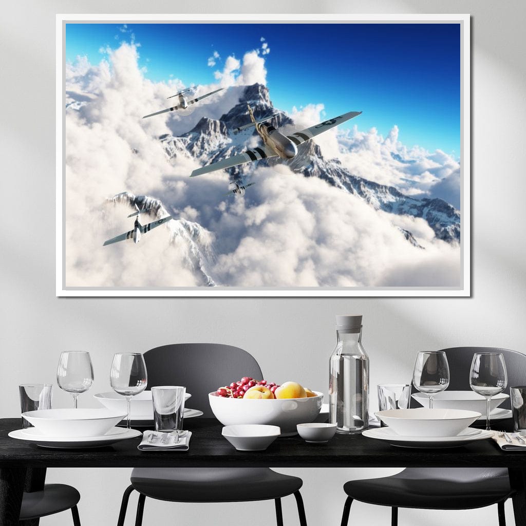 P51 Mustangs Winter Squadron Canvas Wall Art