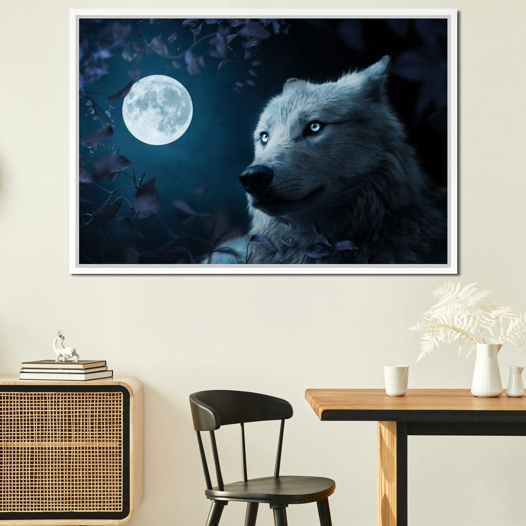 Wolf Full Moon Canvas Wall Art