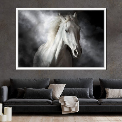 White Stallion Canvas Wall Art
