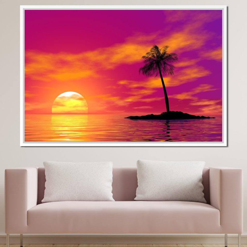 Sunset Island Canvas Wall Art