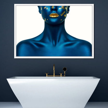 Blue Body Paint Canvas Wall Art