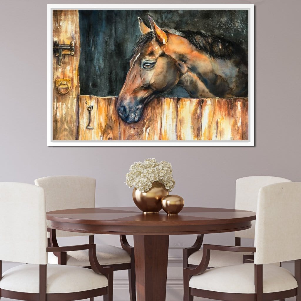 Horse in the Stable Canvas Wall Art