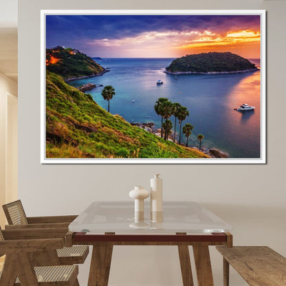 Boats Watching The Sunset Canvas Wall Art