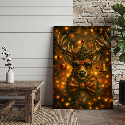 Deer Christmas Glow 3D Wrapped Canvas Wall Art